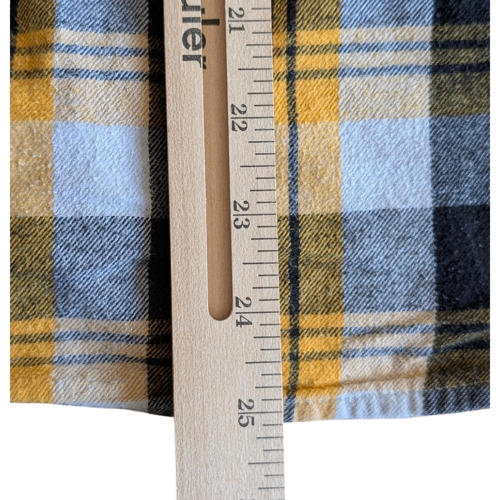 No Boundaries Shirt Mens XS Yellow Black‎ Gray Hooded Flannel Plaid Button Up - Picture 7 of 8